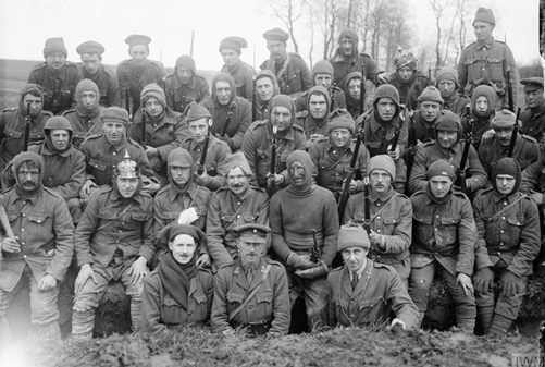 A raiding party of the 1/8th (Irish) King's Liverpool Regiment, 55th Division, at Wailly, France. © IWM Q 510Photograph taken the morning after a night raid during the 17/18th April 1916.