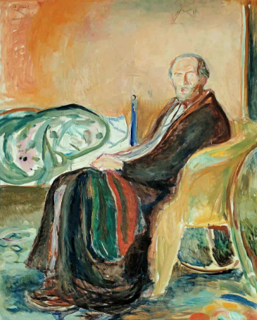Edvard Munch became ill at the turn of the year 1918/1919, probably infected by the Spanish flu. When he began to recover, he painted several self-portraits of himself as ill.