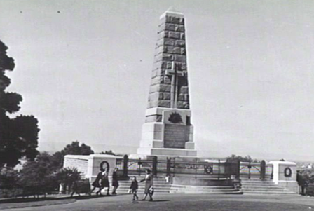Perth, Wetern Australia. The National War Memorial at Kings Park with the Honour Rolls contained in a section to the rear of the main structure.