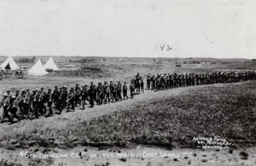 The 46th Battalion, Canadian Expeditionary Force (CEF), on the march at Camp Sewell