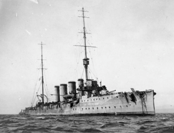 HMS Glasgow in Valparaiso, Chile, about October 1914