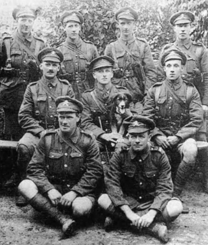 The crew of G43 'Gordon' taken at La Lovie 1917. All wear shorts because of the heat, carry revolvers and wear the badge of the Machine Gun Corps. Author's father in the back row left. (ROA papers)