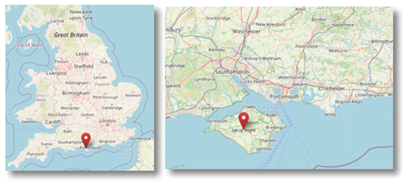 The Isle of Wight in Great Britain (cc OpenStreetMap)