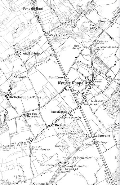 Map showing the terrain in the vicinity of Neuve Chapelle, 1914-1915