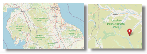 Location of Cray in northern england (cc OpenStreetMap)