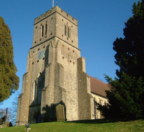 West tower of St Mary's parish church, Platt, Kent, seen from the southwest photograph by Clem Rutter CC BY-SA 3.0