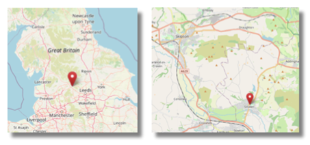 Location of Silsden, Keighley in the north west of England (cc OpenStreetMap)