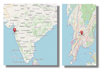 Location of Bombay (Mumbai), India (cc OpenStreetMap)