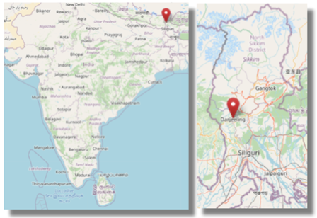 Location of Darjeeling, Bengal, India  (cc OpenStreetMap)