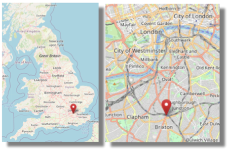 Location of Brixton in south London (cc OpenStreetMap)