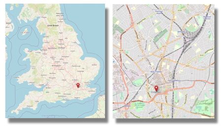 Location of Croydon in the south of London (cc OpenStreetMap)