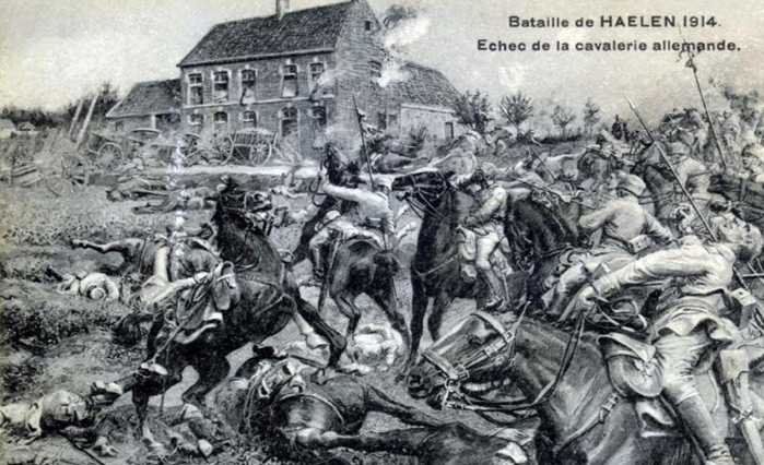 Postcard illustrating the Battle of Haelen in 1914
