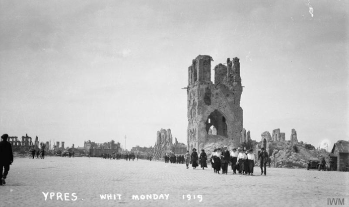Tourists in Ypres, Whit Monday, 1919. Image from the Imperial War Museum collection. © Jeremy Gordon-Smith