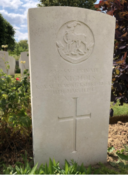 The grave of Private Arthur Cresswell at Assevillers New British Cemetery