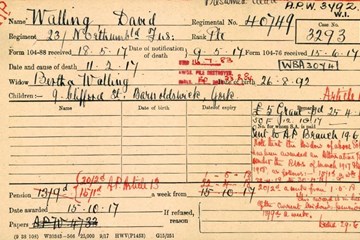 Pension Record Cards - claims for soldiers who were killed