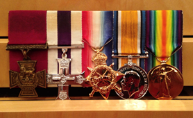 Okill Learmonth's medals held at the regimental museum of the Governor General's Foot Guards in Ottawa, Ontario, Canada
