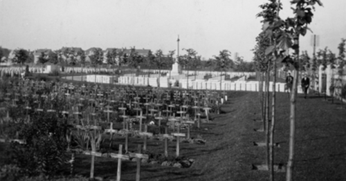 1926 Reservoir Cemetery, Ypres. Stones waiting to be put into position. Photo. Talbot House.