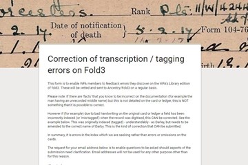 Correction of transcription errors on Fold3