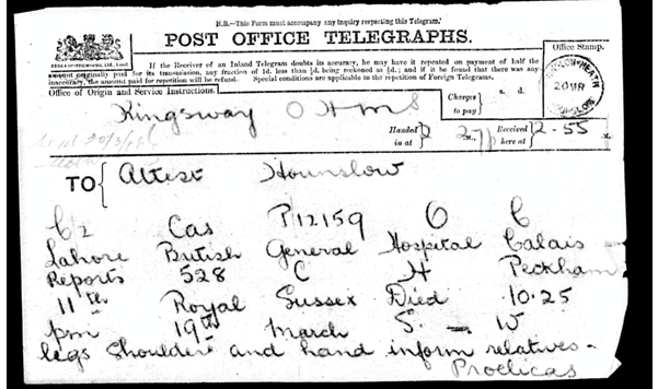 Post Office Telegraph 20 March 1916
