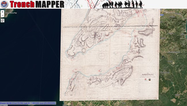 An Early Map Which Shows The Entire Peninsula With Annotations Showing Where The Turkish Defences (And Mine Fields In The Narrows) Were Thought To Be Located.