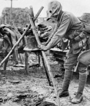 A Gas Sentry Ringing An Alarm At Fleurbaix