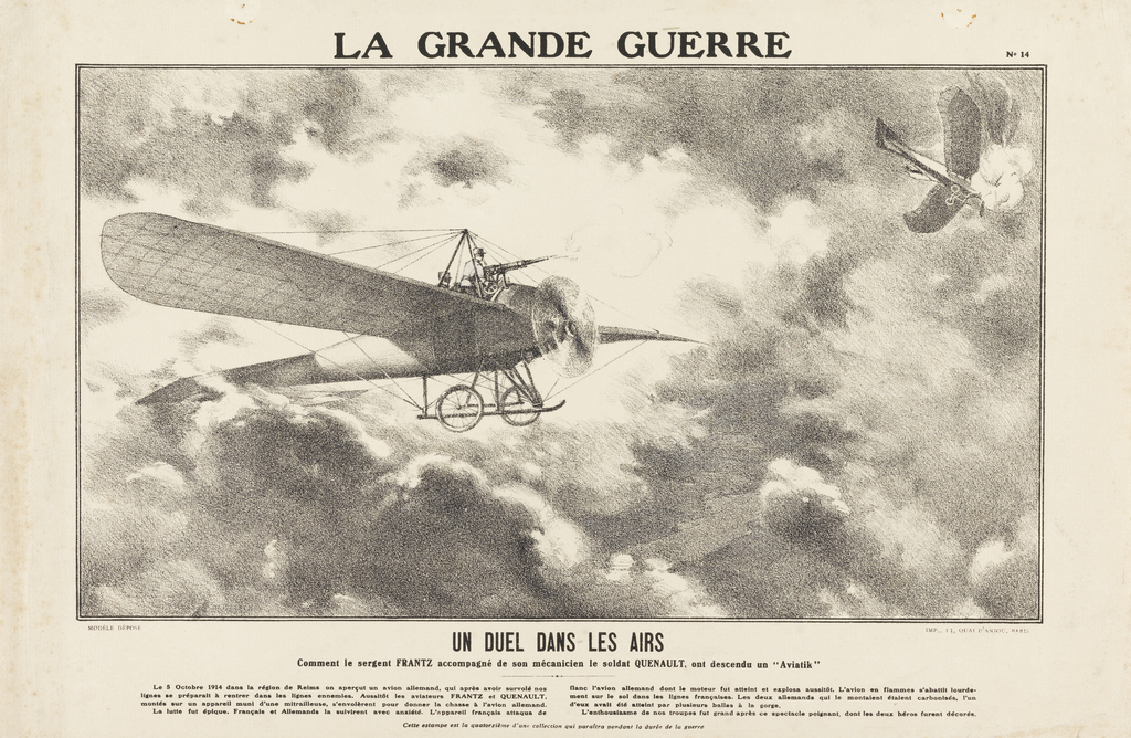 Unknown Printmaker Un Duel Dans Les Airs. Comment Le Sergent Frantz, Accompagné De Son Mécanicien Le Soldat Quenault, Ont Descendu Un Aviatik La Grande Guerre