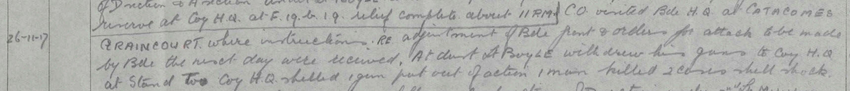 War Diary For 26 November 1917