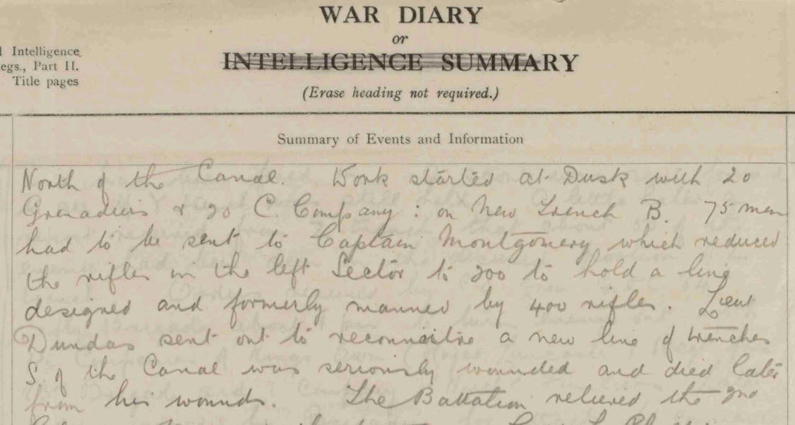 Battalion War Diary For 19 February 1915
