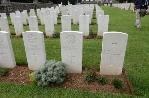 Row F Of Plot 5 In Giavera Cemetery Showing The 'Unknown Soldier Of The ASC