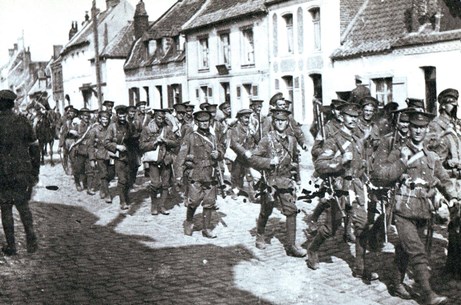 British Infantry Marching In WW1