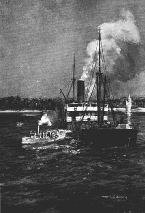 The Crew Of The Collier Newbridge Abandon The Vessel After Commencing The Scuttling.