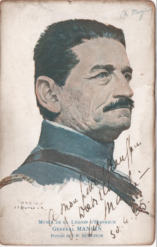 General Mangin.  Postcard. With a dedication to his driver. © Francois Wicart : Private Collection