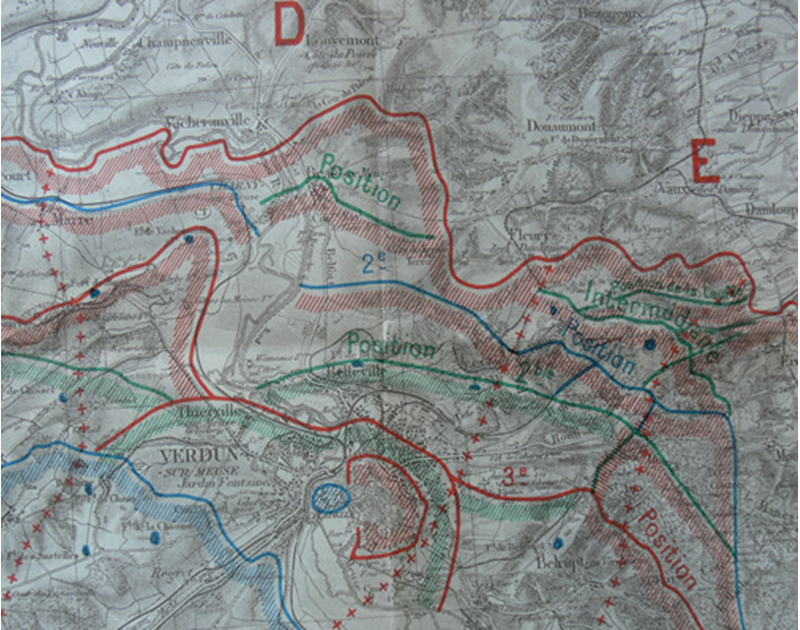 Map of Verdun showing French Lines of Defence
