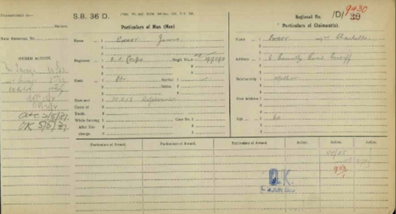 Pension Card from WFA Fold3 Records