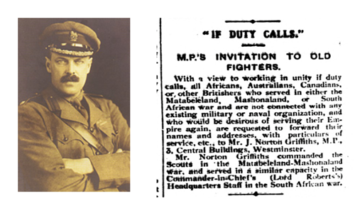 John Norton Griffith and the notice he placed in the Pall Mall Gazette at the end of July 1914