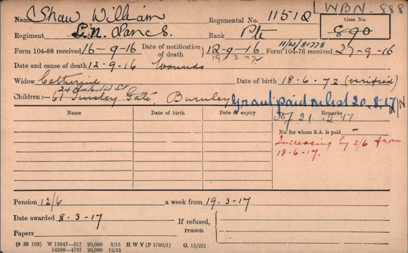 Pension Record from The Western Front Association archive on Ancestry's Fold3 pl;atform
