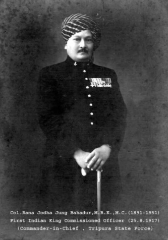 Commander-in-Chief (Tripura Forces) Col. Rana Jodha Jung Bahadur MBE, 1st King Commissioned Officer - Early 20th Century