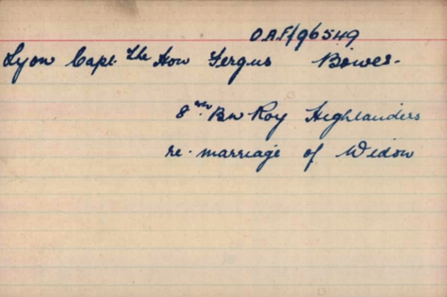 The Pension Record for Captain the Honourable Fergus Bowes Lyon
