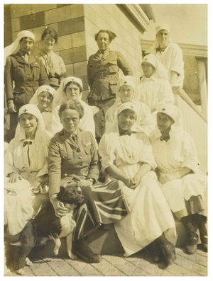 "The Chief" (Elsie Inglis) and some of her sisters - 1916 This image is taken from nursing orderly Ethel Moir's Diary. Item number: 26604. You can view this image in its original context on the Capital Collection catalogue