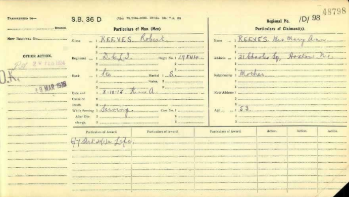 Pension Card from The Western Front Association records on Ancestry's Fold3