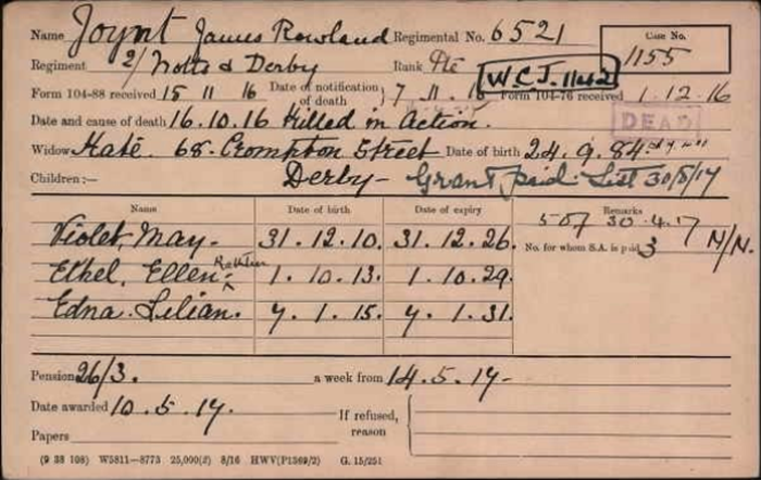 WWI Pension from Fold3 by Ancestry provided by The Western Front Association