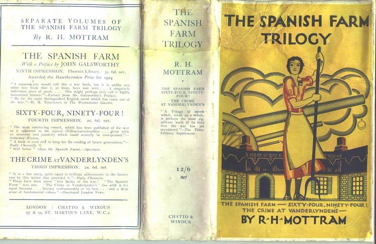 Book Sleeve cover, spine and back cover for R H Mottram's Spanish Farm Trilogy