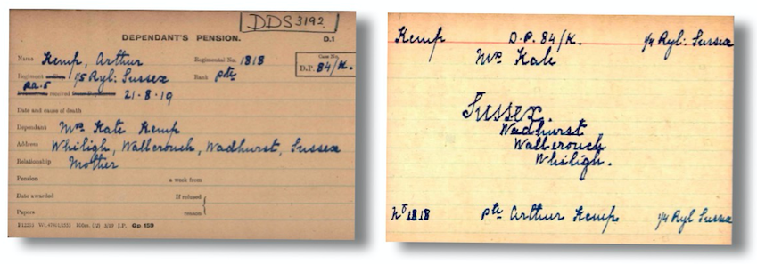 Pension Ledger and Card from The Western Front Association digital archive on Fold3 by Ancestry