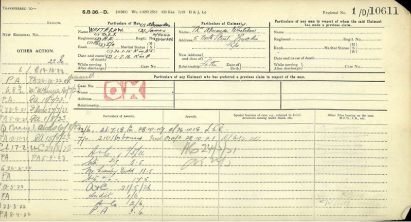 Pension Ledgers & Cards from The Western Front Association digital archive on Fold3 by Ancestry
