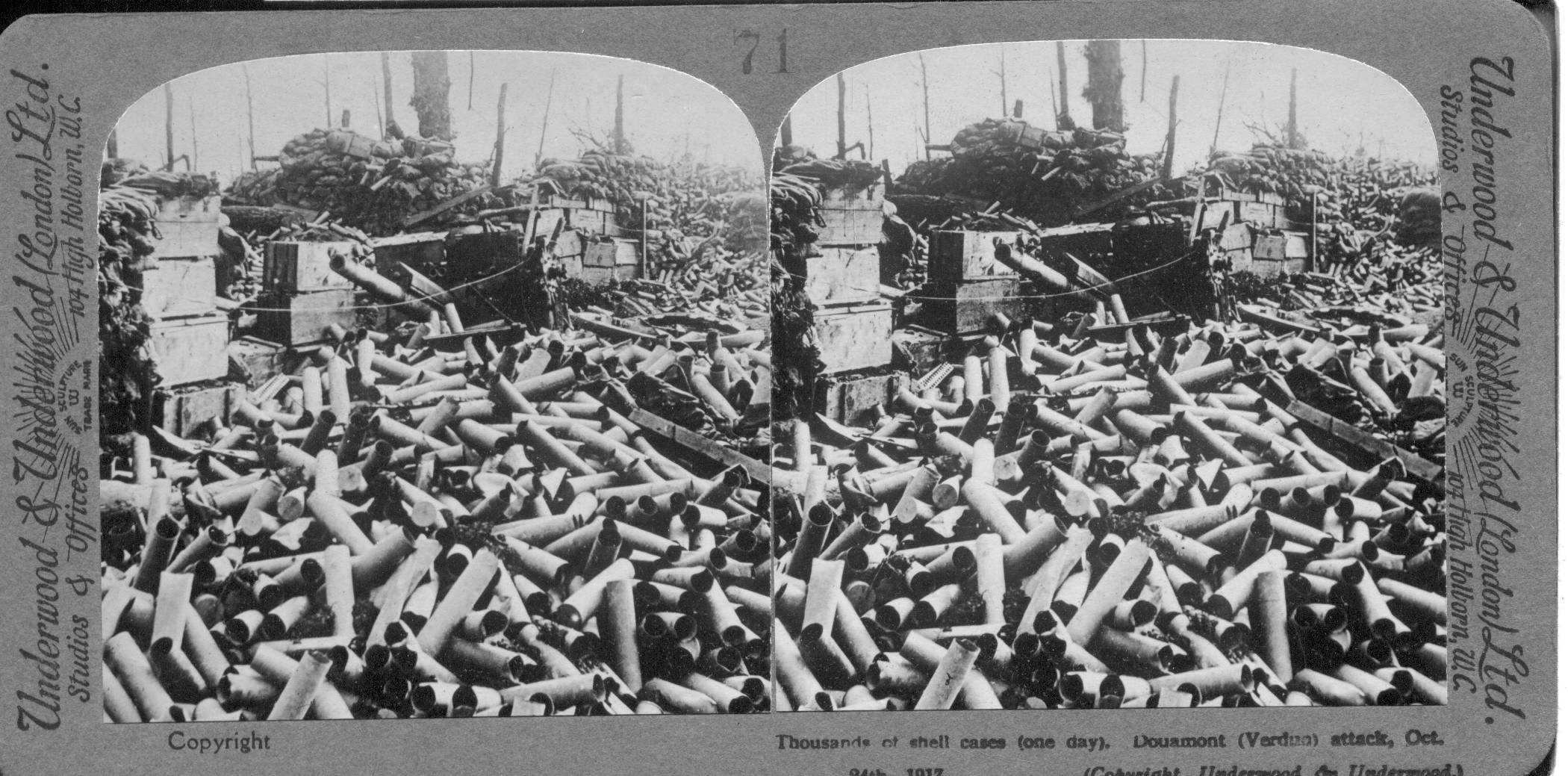 Thousands of shell cases (one day). Douaumont (Verdun) attack, Oct 24th, 1917