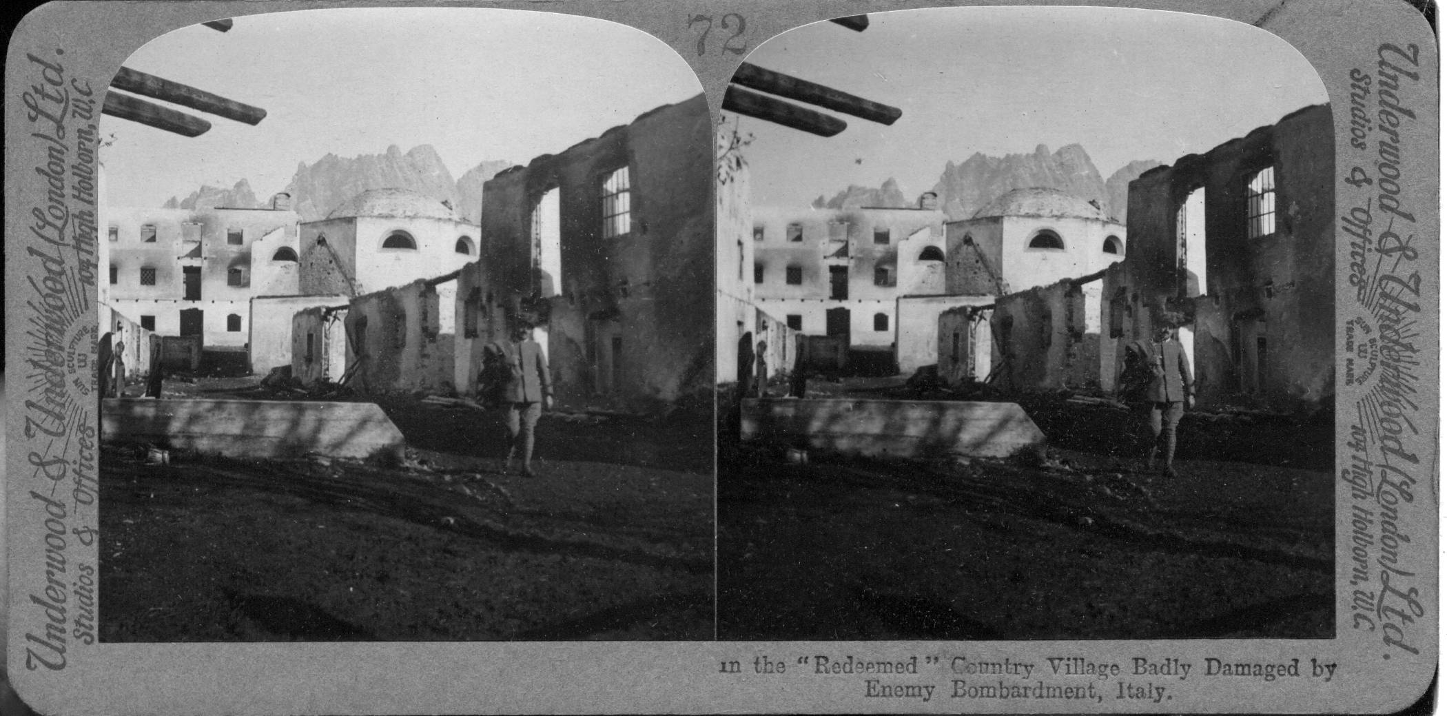 In the "Redeemed" Country Village Badly Damaged by Enemy Bombardment, Italy
