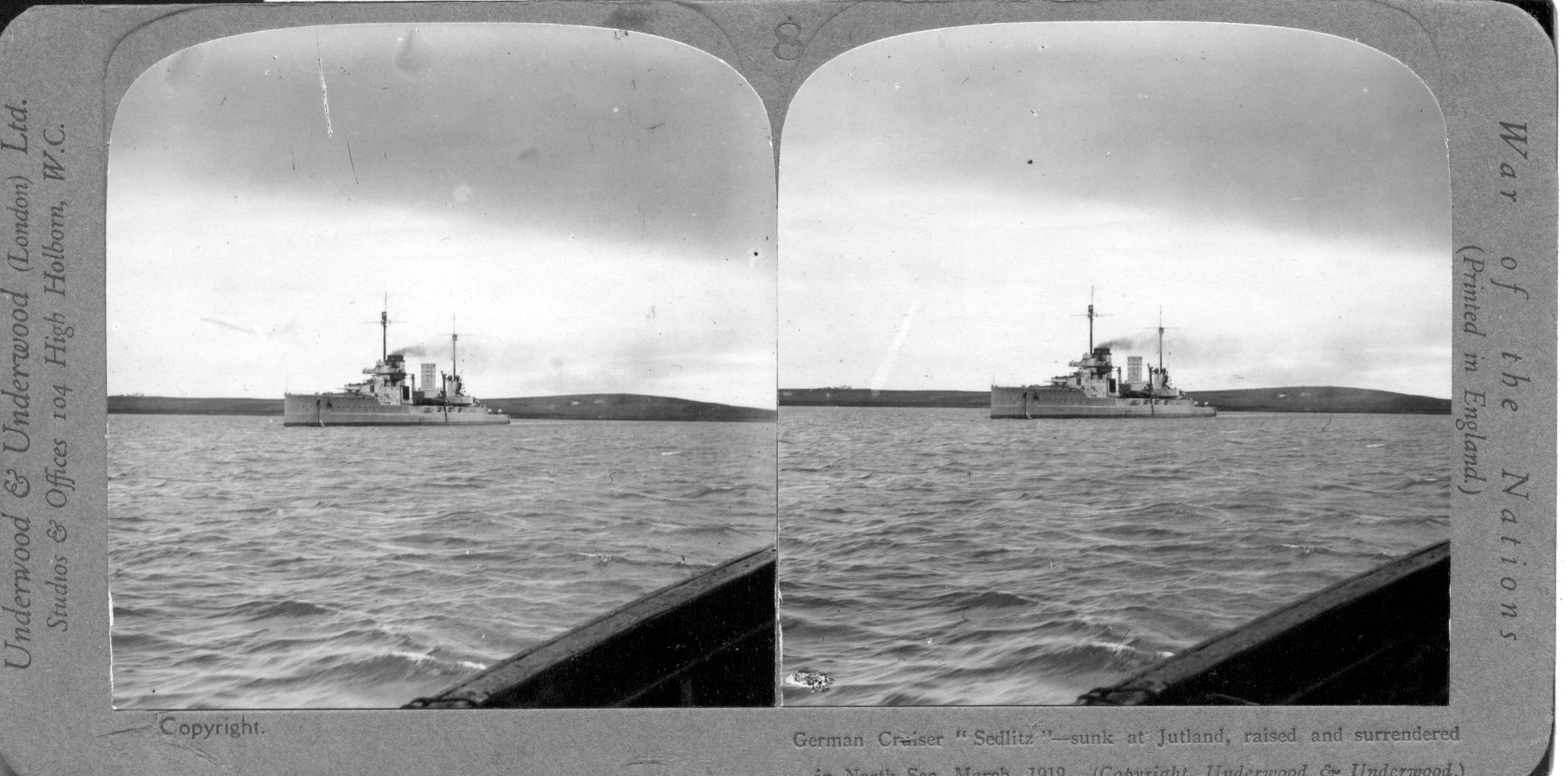 German Cruiser "Sedlitz"--sunk at Jutland, raised and surrendered in North Sea, March, 1919
