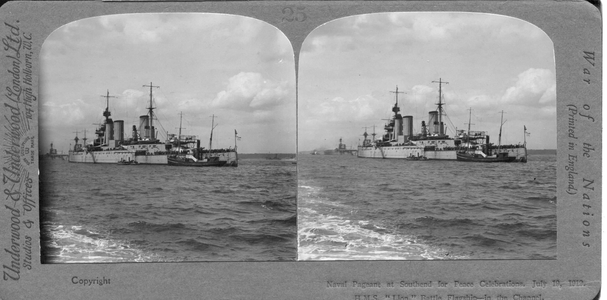 Naval Pageant at Southend for Peace Celebrations. July 19, 1919, H.M.S. "Lion," Battle Flagship
