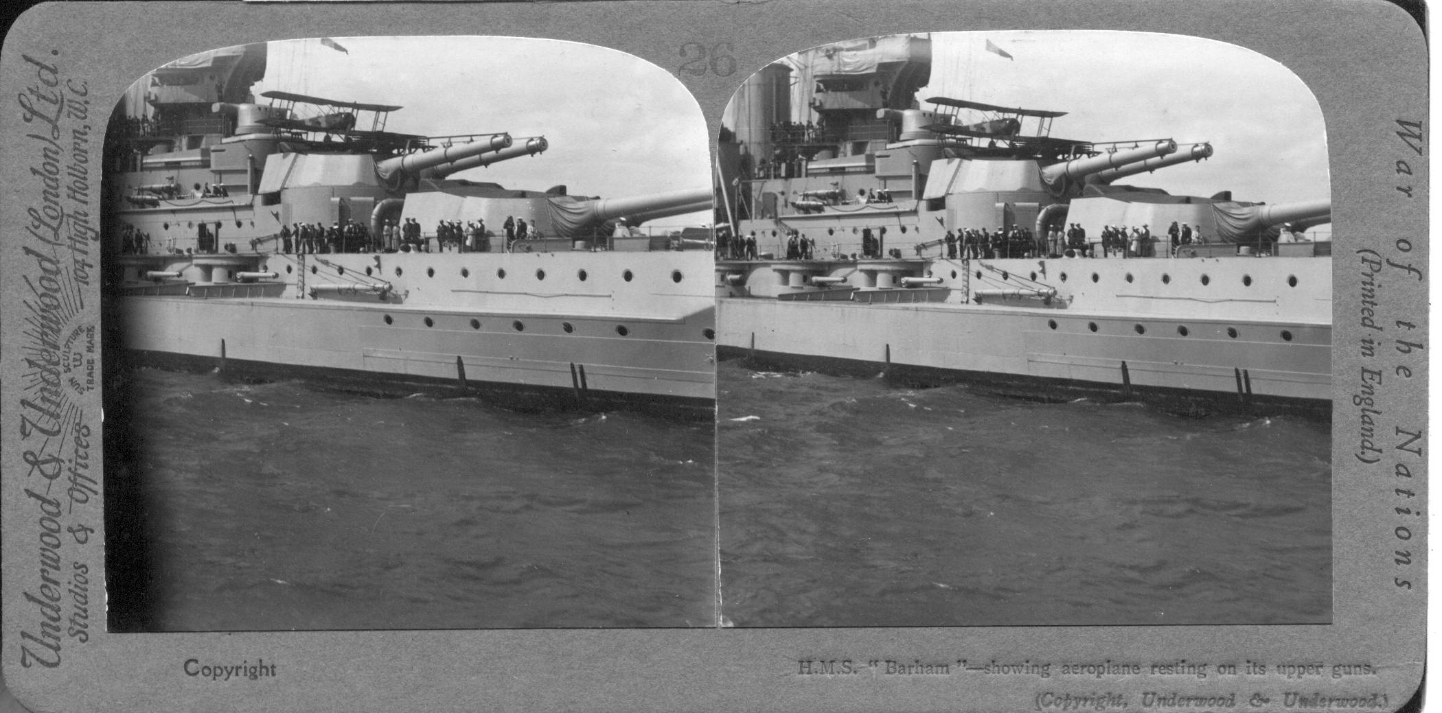 H.M.S. "Barham"--showing aeroplane resting on its upper guns