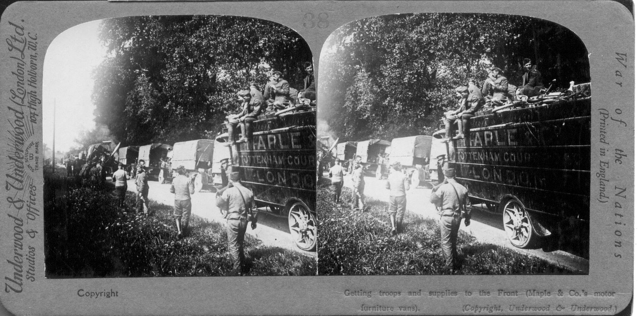 Getting troops and supplies to the Front (Maple & Co.'s motor furniture vans)